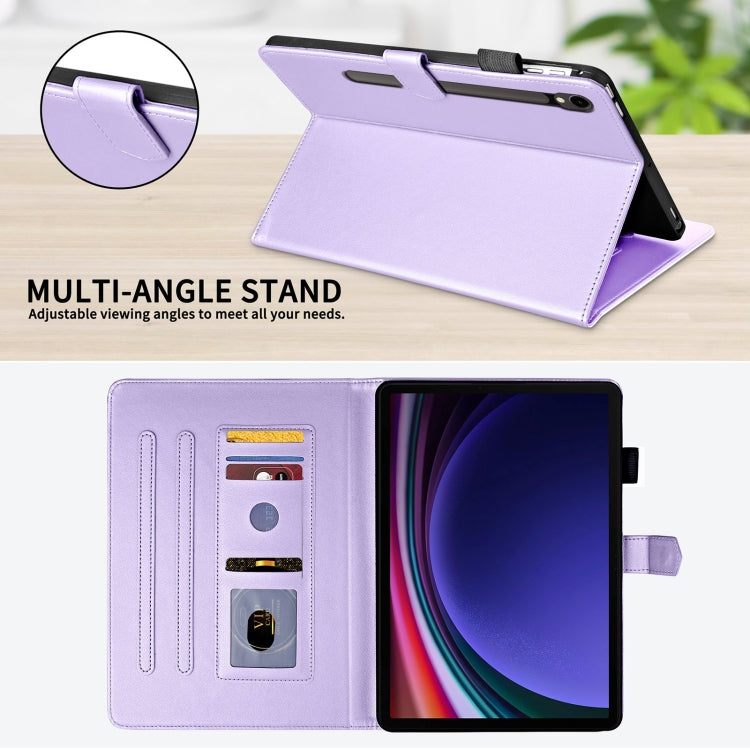 For Samsung Galaxy Tab S9 FE / S9 Rhombus Lattice Leather Tablet Case(Purple) - Galaxy Tab S9 FE by buy2fix | Online Shopping UK | buy2fix