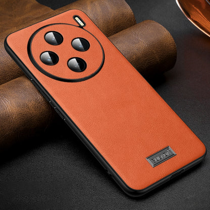 For vivo X100 SULADA Shockproof TPU + Handmade Leather Phone Case(Orange) - X100 Cases by SULADA | Online Shopping UK | buy2fix