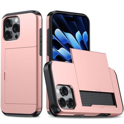 For iPhone 16 Pro Shockproof Armor Phone Case with Card Slot(Rose Gold) - iPhone 16 Pro Cases by buy2fix | Online Shopping UK | buy2fix