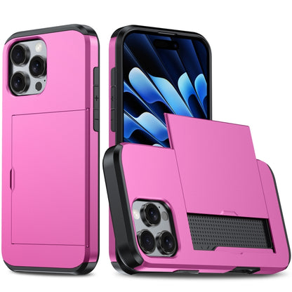 For iPhone 16 Pro Shockproof Armor Phone Case with Card Slot(Rose Red) - iPhone 16 Pro Cases by buy2fix | Online Shopping UK | buy2fix