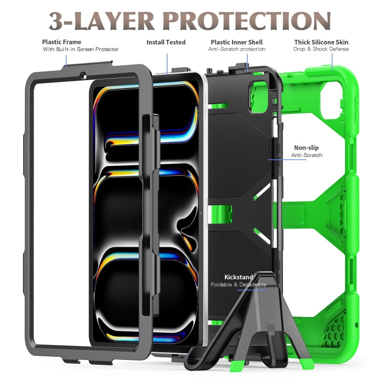 For iPad Pro 11 2024 Colorful Silicone Heavy Duty Hybrid PC Tablet Case(Green) - iPad Pro 11 2024 Cases by buy2fix | Online Shopping UK | buy2fix