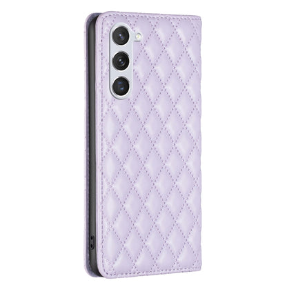 For Samsung Galaxy S25 5G Diamond Lattice Magnetic Leather Flip Phone Case(Purple) - Galaxy S25 5G Cases by buy2fix | Online Shopping UK | buy2fix