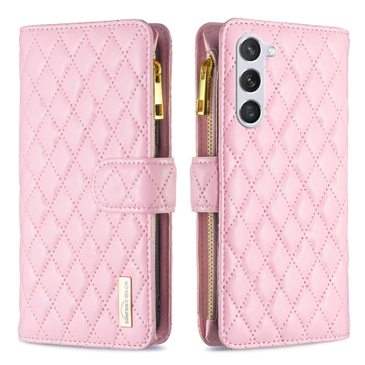 For Samsung Galaxy S25 5G Diamond Lattice Zipper Wallet Leather Flip Phone Case(Pink) - Galaxy S25 5G Cases by buy2fix | Online Shopping UK | buy2fix