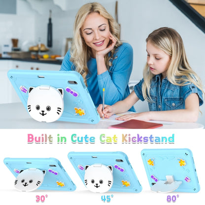 For iPad Air 11 2024 Cat Holder Silicone Hybrid PC Tablet Case with Strap(Sky Blue) - iPad Air 11 2024 Cases by buy2fix | Online Shopping UK | buy2fix