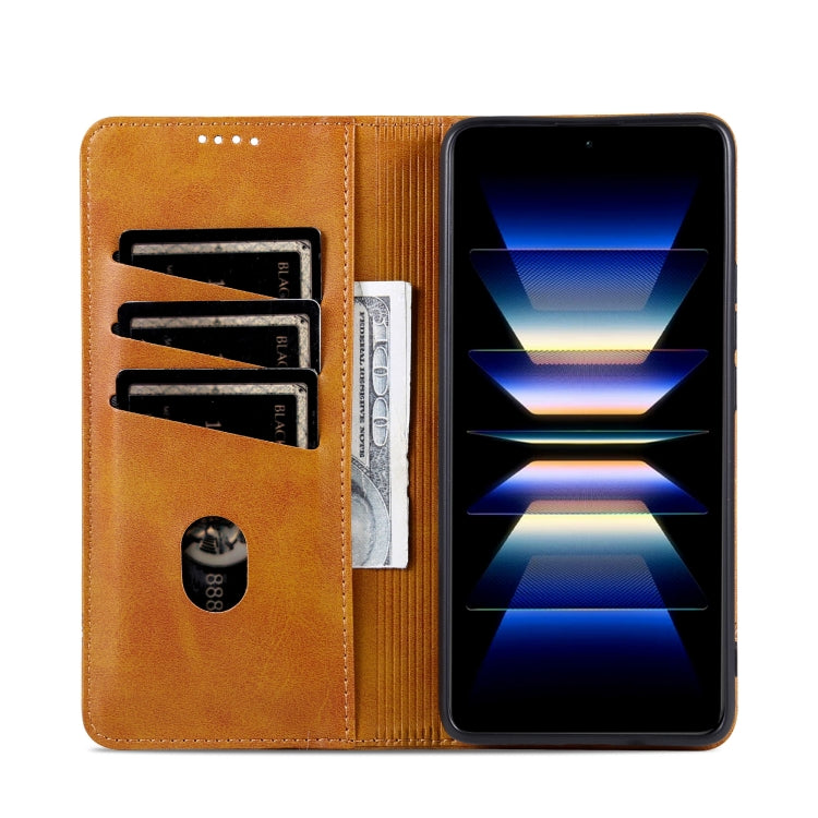 For Samsung Galaxy S24 FE 5G AZNS Magnetic Calf Texture Flip Leather Phone Case(Light Brown) - Galaxy S24 FE 5G Cases by AZNS | Online Shopping UK | buy2fix