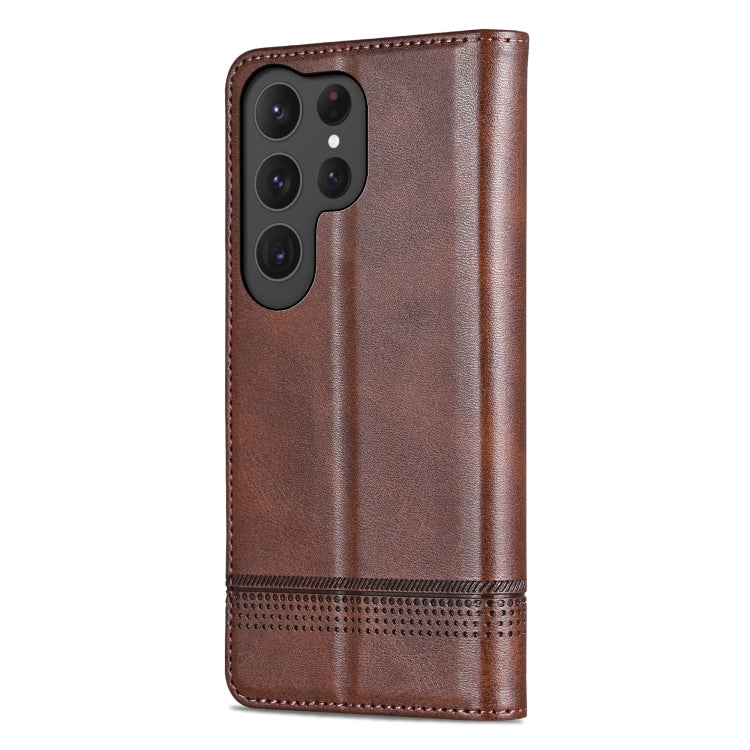 For Samsung Galaxy S25 Ultra 5G AZNS Magnetic Calf Texture Flip Leather Phone Case(Dark Brown) - Galaxy S25 Ultra 5G Cases by AZNS | Online Shopping UK | buy2fix