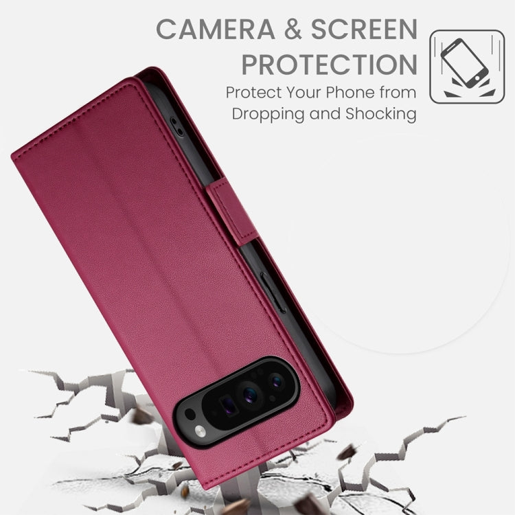 For Google Pixel 9 Pro Side Buckle Magnetic Frosted Leather Phone Case(Wine Red) - Google Cases by buy2fix | Online Shopping UK | buy2fix