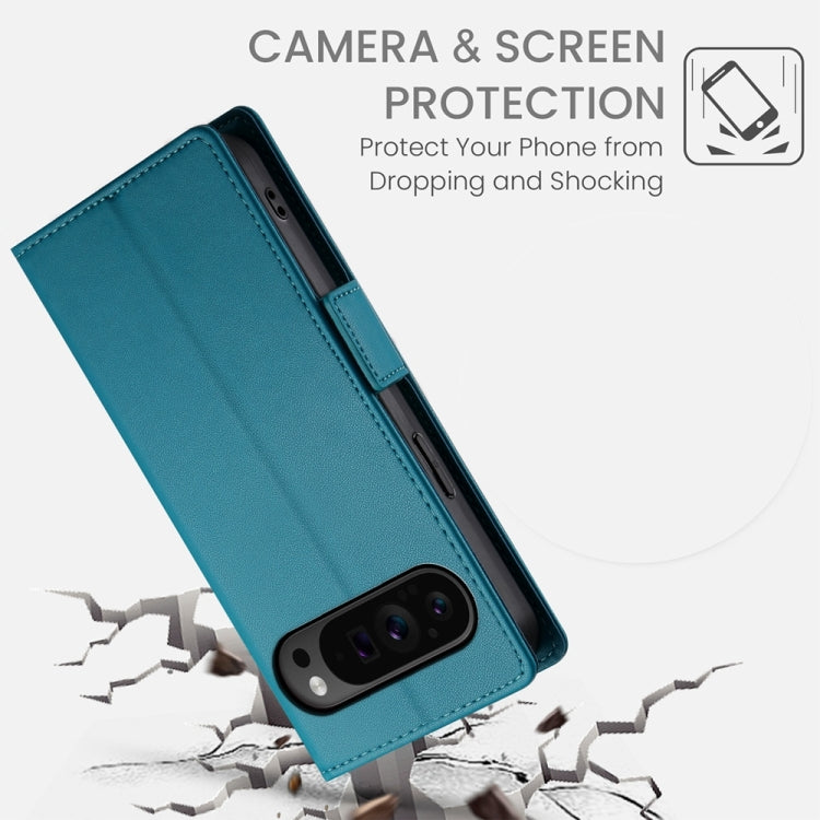 For Google Pixel 9 Pro Side Buckle Magnetic Frosted Leather Phone Case(Blue) - Google Cases by buy2fix | Online Shopping UK | buy2fix