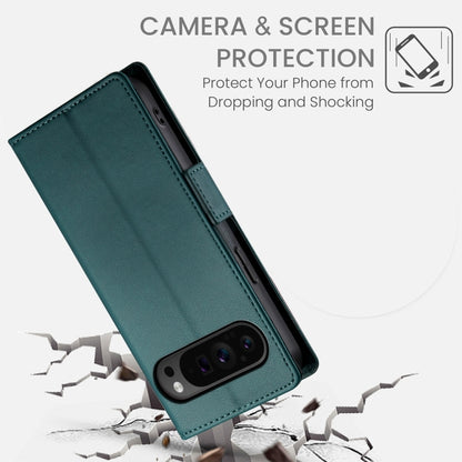 For Google Pixel 9 Pro Side Buckle Magnetic Frosted Leather Phone Case(Dark Green) - Google Cases by buy2fix | Online Shopping UK | buy2fix