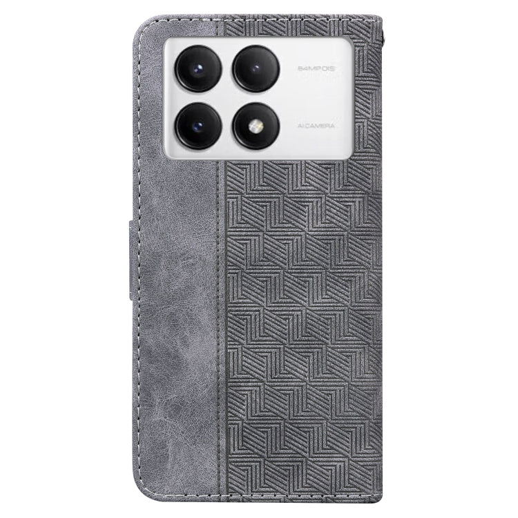 For Xiaomi Redmi K70 Pro / K70 Geometric Embossed Leather Phone Case(Grey) - K70 Cases by buy2fix | Online Shopping UK | buy2fix