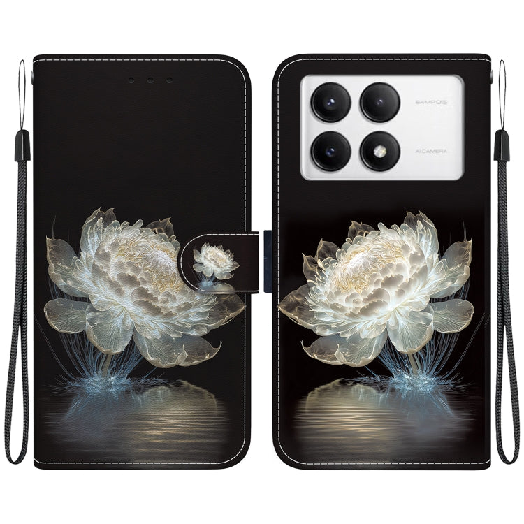 For Xiaomi Redmi K70 Pro / K70 Crystal Texture Colored Drawing Leather Phone Case(Crystal Peony) - K70 Cases by buy2fix | Online Shopping UK | buy2fix