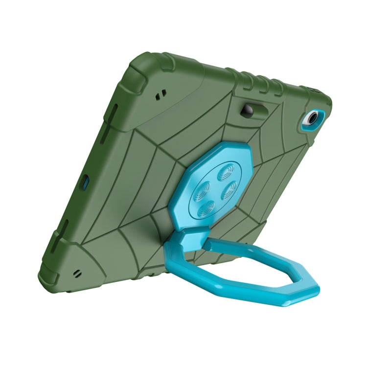 For iPad Air 11 2024 Spider Turntable Handle Stress Relief Tablet Case(Army Green Blue) - iPad Air 11 2024 Cases by buy2fix | Online Shopping UK | buy2fix