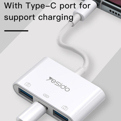 Yesido GS17 USB-C / Type-C to Dual USB + USB-C / Type-C OTG Adapter(White) - Converter & Adapter by Yesido | Online Shopping UK | buy2fix