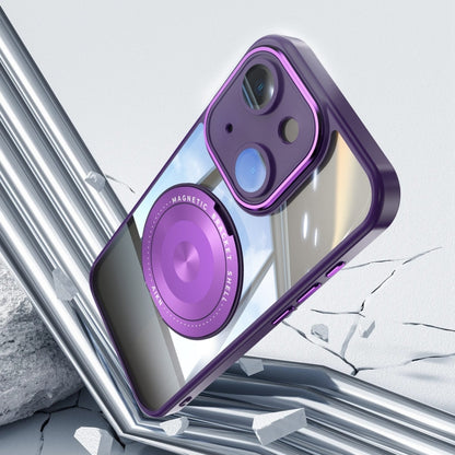 For iPhone 15 360 Holder Magsafe Acrylic Hybrid TPU Phone Case(Purple) - iPhone 15 Cases by buy2fix | Online Shopping UK | buy2fix