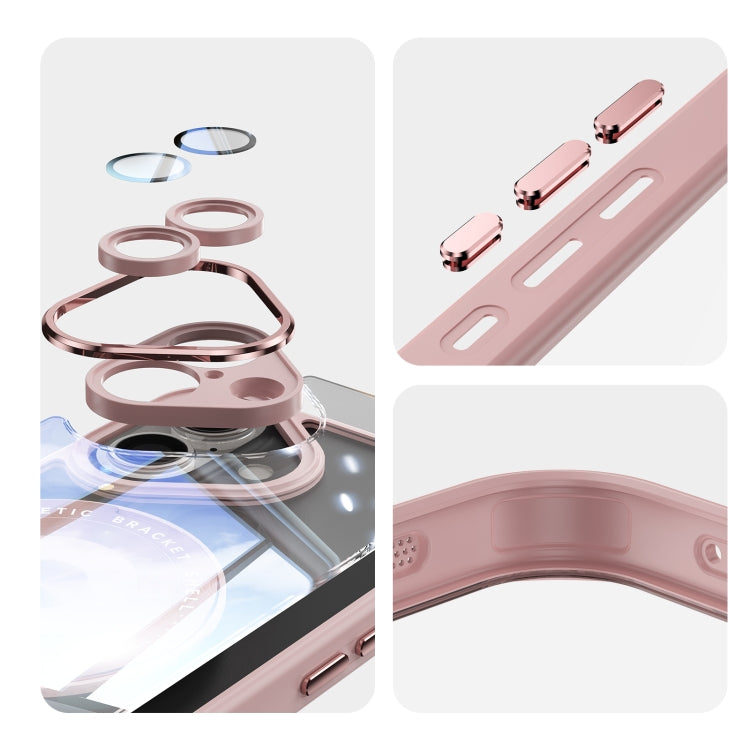 For iPhone 16 Plus 360 Holder Magsafe Acrylic Hybrid TPU Phone Case(Pink) - iPhone 16 Plus Cases by buy2fix | Online Shopping UK | buy2fix