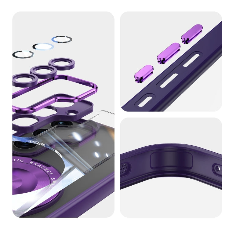 For Samsung Galaxy S25+ 5G 360 Holder MagSafe Acrylic Hybrid TPU Phone Case(Purple) - Galaxy S25+ 5G Cases by buy2fix | Online Shopping UK | buy2fix