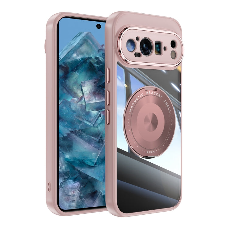 For Google Pixel 9 Pro XL 360 Holder Magsafe Acrylic Hybrid TPU Phone Case(Pink) - Google Cases by buy2fix | Online Shopping UK | buy2fix