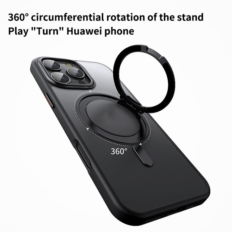 For iPhone 16 Pro Max 360 Rotating MagSafe Magnetic Frosted Phone Case(Transparent) - iPhone 16 Pro Max Cases by buy2fix | Online Shopping UK | buy2fix