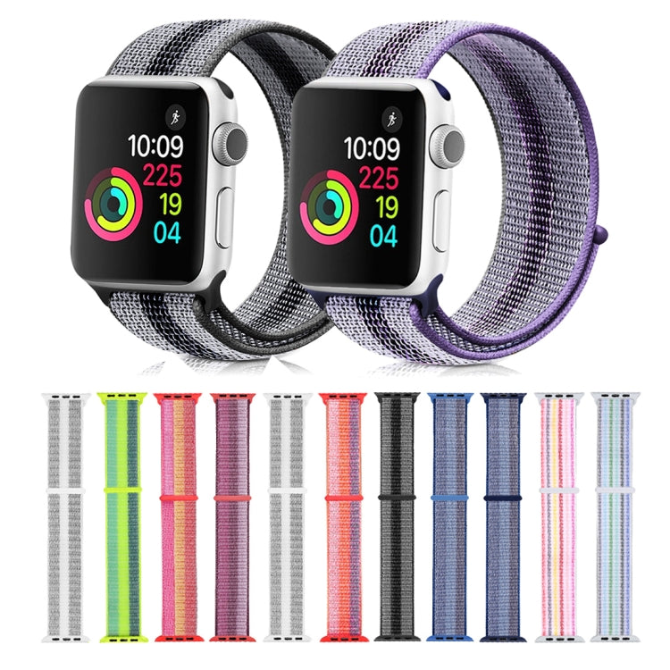 Nylon Loop Watch Band For Apple Watch Ultra 49mm&Watch Ultra 2 49mm / Series 9&8&7 45mm / SE 3&SE 2&6&SE&5&4 44mm / 3&2&1 42mm (Striped Rrange Red) - Watch Bands by buy2fix | Online Shopping UK | buy2fix