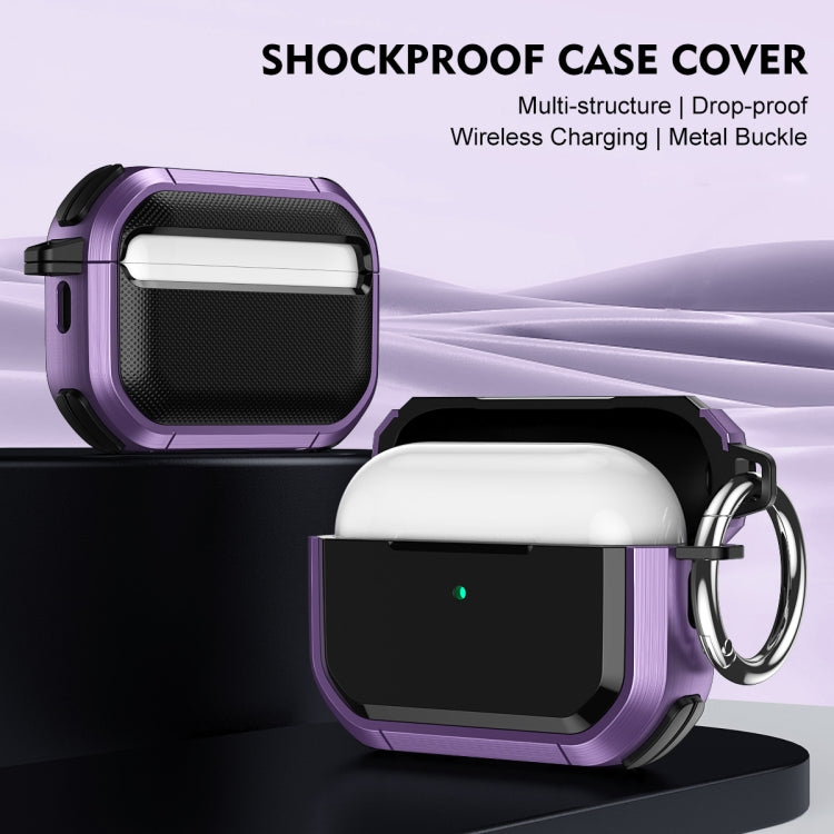 For AirPods 3 Armor TPU + PC Earbuds Box Protective Case with Metal Buckle(Violet) - For AirPods 3 by buy2fix | Online Shopping UK | buy2fix