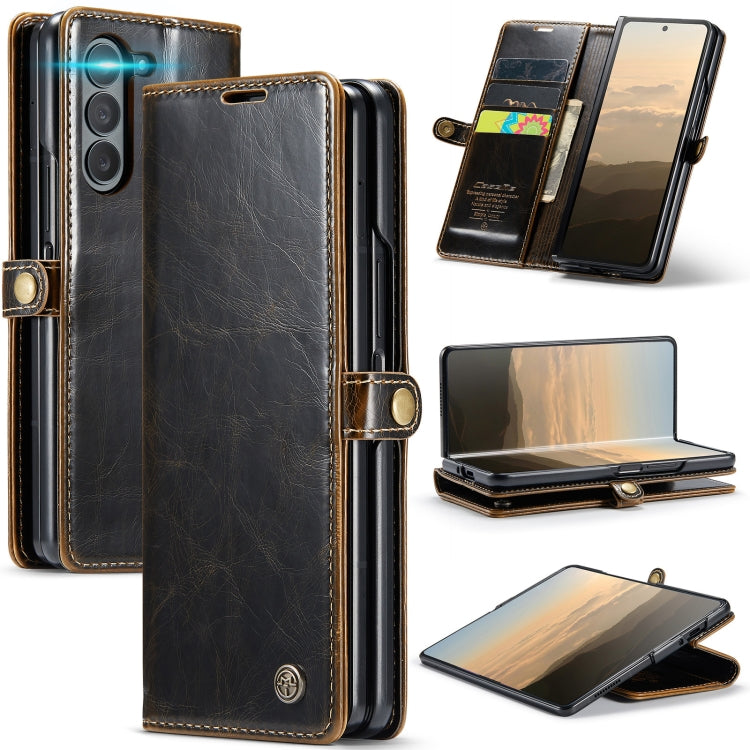 For Samsung Galaxy Z Fold6 5G CaseMe 003 Crazy Horse Texture Flip Leather Phone Case(Coffee) - Galaxy Z Fold6 5G Cases by CaseMe | Online Shopping UK | buy2fix