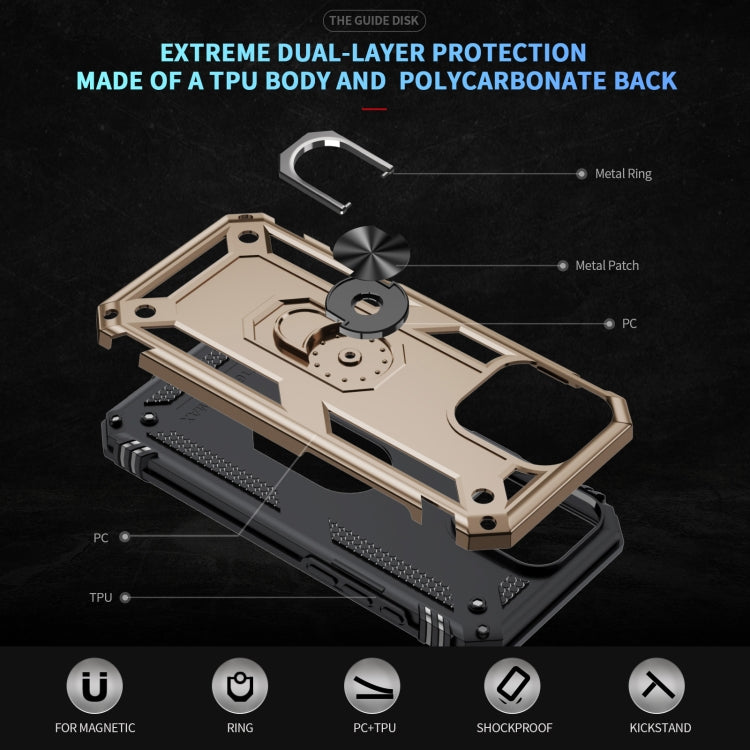 For iPhone 16 Pro Max Shockproof TPU Hybrid PC Phone Case with Holder(Gold) - iPhone 16 Pro Max Cases by buy2fix | Online Shopping UK | buy2fix