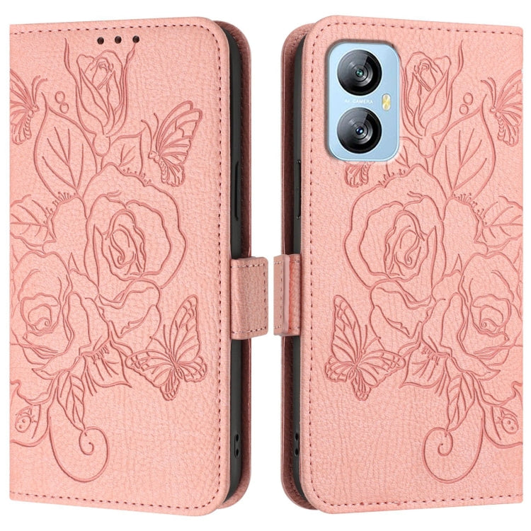 For Blackview A52 Embossed Rose RFID Anti-theft Leather Phone Case(Pink) - More Brand by buy2fix | Online Shopping UK | buy2fix