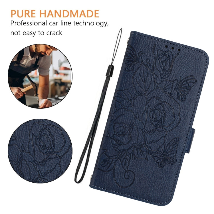 For Blackview A53 Embossed Rose RFID Anti-theft Leather Phone Case(Dark Blue) - More Brand by buy2fix | Online Shopping UK | buy2fix