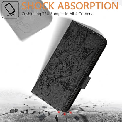 For Blackview Shark 8 Embossed Rose RFID Anti-theft Leather Phone Case(Black) - More Brand by buy2fix | Online Shopping UK | buy2fix