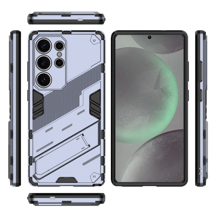 For Samsung Galaxy S25 Ultra 5G Punk Armor 2 in 1 PC + TPU Shockproof Phone Case with Invisible Holder(Grey) - Galaxy S25 Ultra 5G Cases by buy2fix | Online Shopping UK | buy2fix