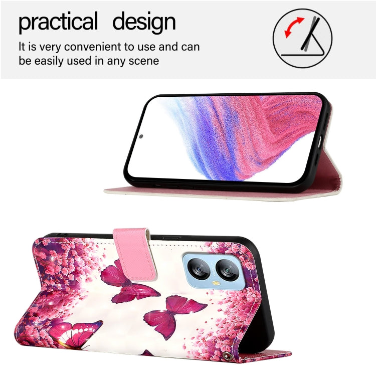 For Blackview A52 3D Painting Horizontal Flip Leather Phone Case(Rose Butterfly) - More Brand by buy2fix | Online Shopping UK | buy2fix