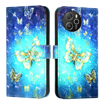 For Blackview Shark 8 3D Painting Horizontal Flip Leather Phone Case(Golden Butterfly) - More Brand by buy2fix | Online Shopping UK | buy2fix