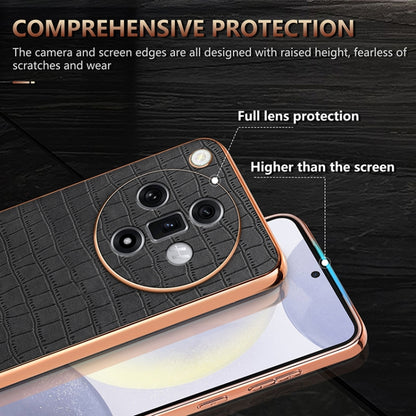 For OPPO Find X7 Ultra AZNS Electroplated Frame Crocodile Texture Full Coverage Phone Case(Black) - Find X7 Ultra Cases by AZNS | Online Shopping UK | buy2fix