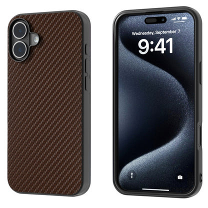 For iPhone 16 Plus Carbon Fiber Texture Protective Phone Case(Dark Brown) - iPhone 16 Plus Cases by buy2fix | Online Shopping UK | buy2fix