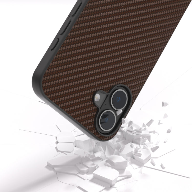 For iPhone 16 Plus Carbon Fiber Texture Protective Phone Case(Dark Brown) - iPhone 16 Plus Cases by buy2fix | Online Shopping UK | buy2fix