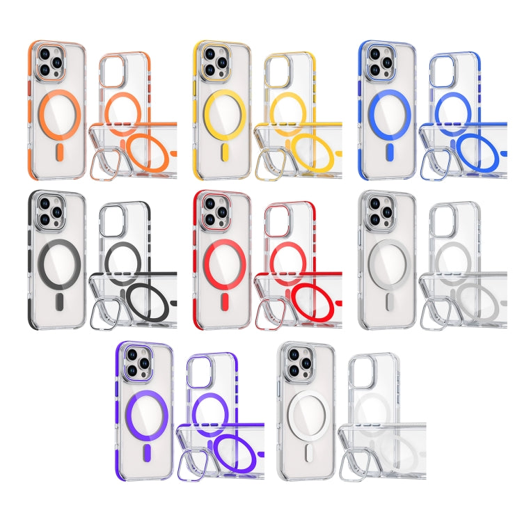 For iPhone 15 Pro Max Dual-Color Clear Acrylic Hybrid TPU Lens Flip Holder MagSafe Phone Case(Blue) - iPhone 15 Pro Max Cases by buy2fix | Online Shopping UK | buy2fix