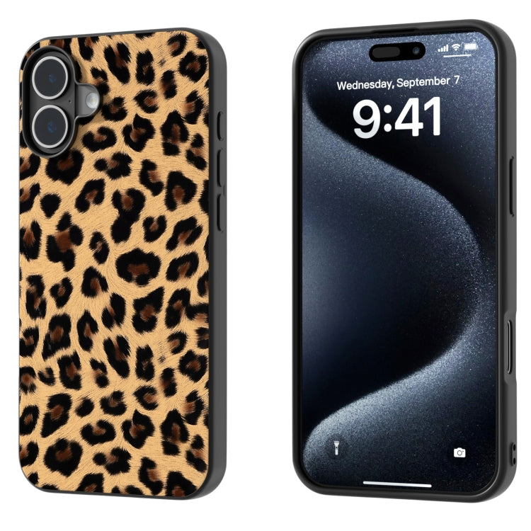 For iPhone 16 Black Frame Leopard Phone Case(Leopard Print) - iPhone 16 Cases by buy2fix | Online Shopping UK | buy2fix