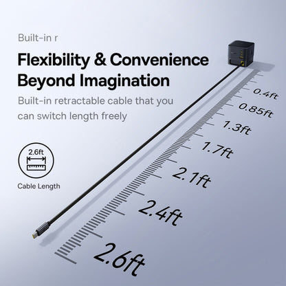 Baseus Super GaN 100W USB-C / Type-C Retractable Cable Desktop Charger, Specification:US Plug(Black) - Multifunction Charger by Baseus | Online Shopping UK | buy2fix