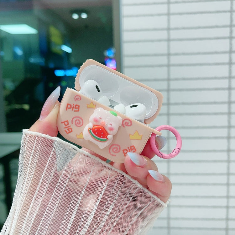 For AirPods Pro 2 Fresh 3D Piglet Pattern Earbuds Box PC Case - For AirPods Pro 2 by buy2fix | Online Shopping UK | buy2fix