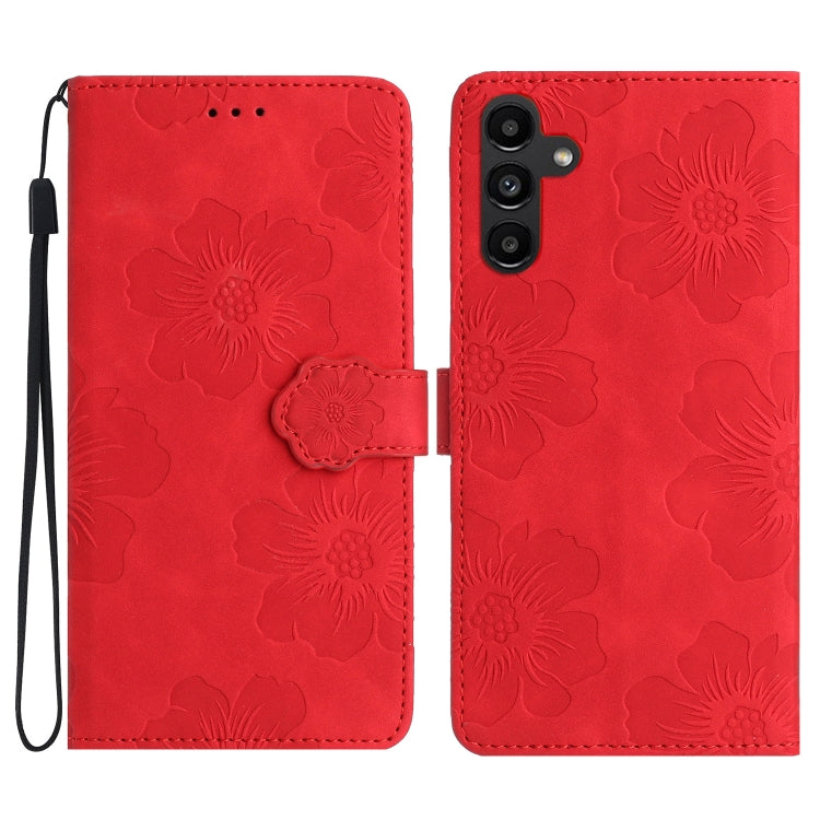 For Samsung Galaxy S25+ 5G Flower Embossing Pattern Leather Phone Case(Red) - Galaxy S25+ 5G Cases by buy2fix | Online Shopping UK | buy2fix