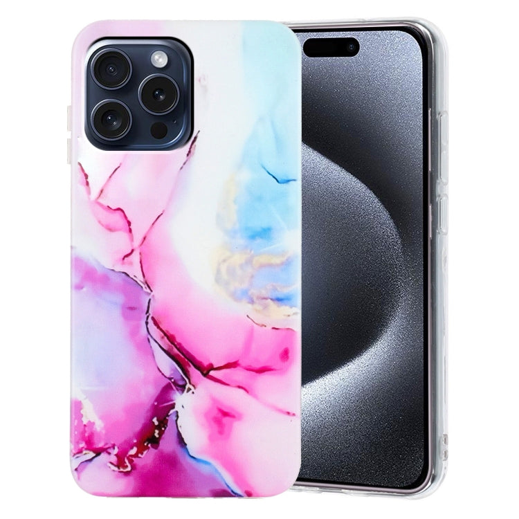 For iPhone 16 Pro Max IMD Marble TPU Phone Case(Pink Blue) - iPhone 16 Pro Max Cases by buy2fix | Online Shopping UK | buy2fix