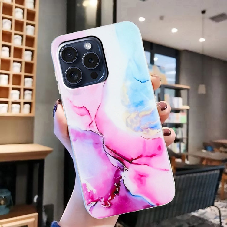 For iPhone 16 Pro Max IMD Marble TPU Phone Case(Pink Blue) - iPhone 16 Pro Max Cases by buy2fix | Online Shopping UK | buy2fix