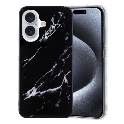 For iPhone 16 Plus IMD Marble TPU Phone Case(Black) - iPhone 16 Plus Cases by buy2fix | Online Shopping UK | buy2fix