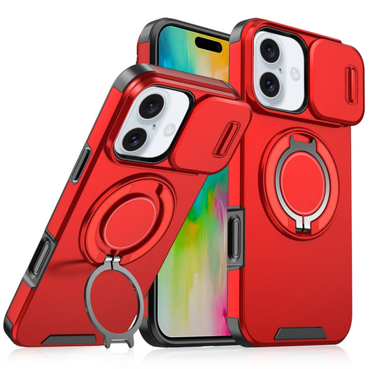 For iPhone 16 Plus Sliding Camshield Ring Holder Phone Case(Red) - iPhone 16 Plus Cases by buy2fix | Online Shopping UK | buy2fix