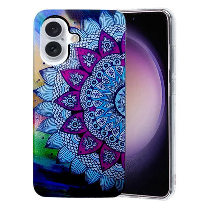 For iPhone 16 Plus Colored Drawing Pattern TPU Phone Case(Half-flower) - iPhone 16 Plus Cases by buy2fix | Online Shopping UK | buy2fix