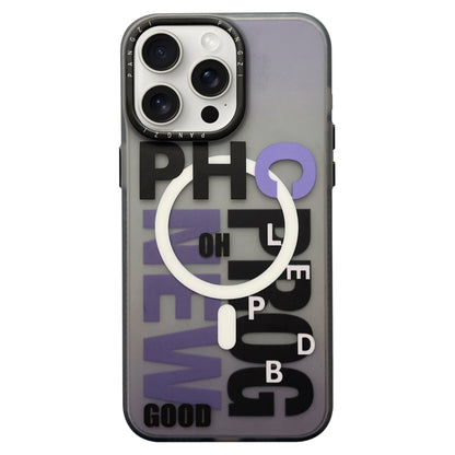 For iPhone 13 Pro Double-Layer Frosted IMD MagSafe Phone Case(Purple Gradient Letters) - iPhone 13 Pro Cases by buy2fix | Online Shopping UK | buy2fix