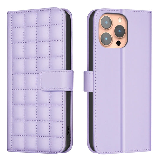 For iPhone 16 Pro Square Texture Leather Phone Case(Purple) - iPhone 16 Pro Cases by buy2fix | Online Shopping UK | buy2fix