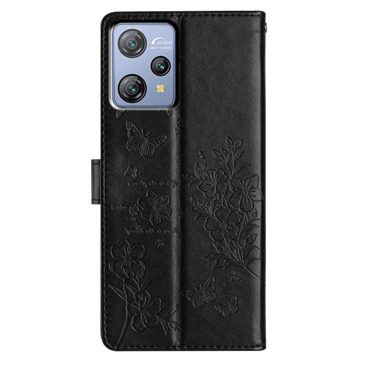 For Blackview A53 / A53 Pro Butterflies and Flowers Leather Phone Case(Black) - More Brand by buy2fix | Online Shopping UK | buy2fix