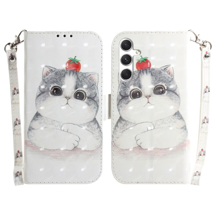 For Samsung Galaxy S25+ 5G 3D Colored Horizontal Flip Leather Phone Case(Cute Cat) - Galaxy S25+ 5G Cases by buy2fix | Online Shopping UK | buy2fix