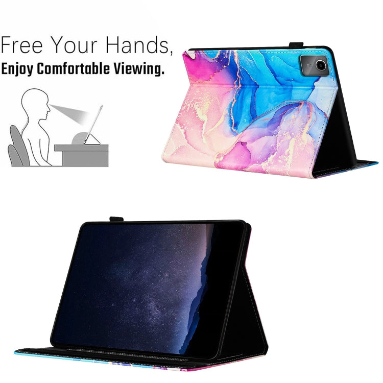 For Lenovo Tab M11/ Xiaoxin Pad 11 2024 Marble Litchi Leather Smart Tablet Case(Pink Blue) - Lenovo by buy2fix | Online Shopping UK | buy2fix